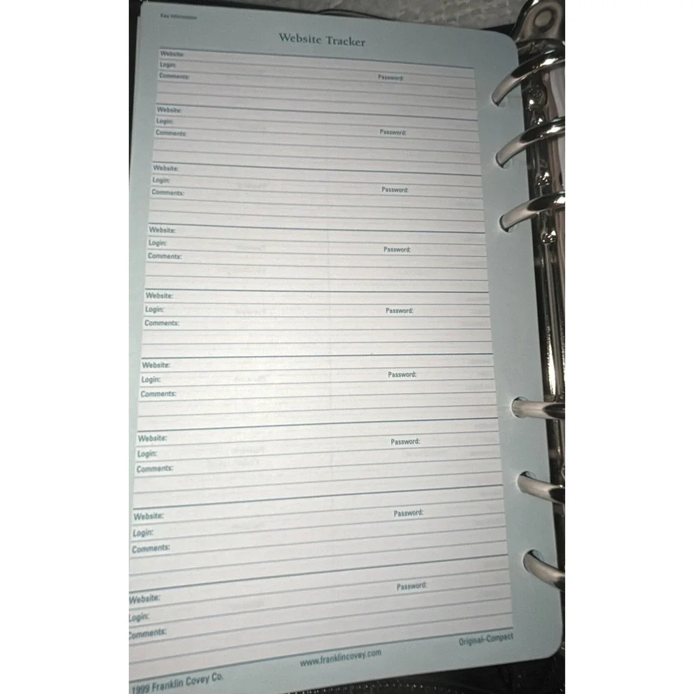 Vtg Franklin Covey Compact System 6 Ring Binder Black NWOT Undated Inserts‎